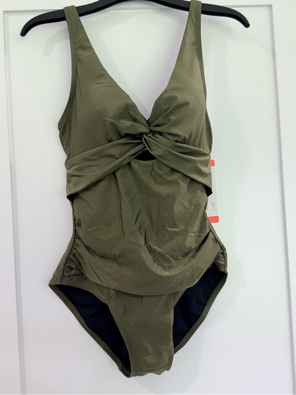 DKNY WOMENS Olive Green Twist-Front One-Piece Swimsuit medium NWT - Picture 15 of 16
